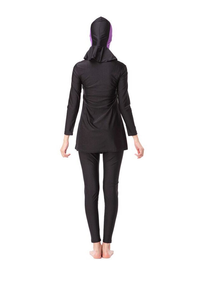 Muslim Modest Burkinis Swimsuit Black/Purple - Image 2