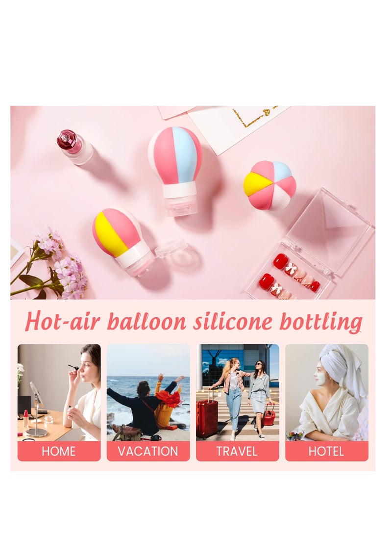 SYOSI Silicone Travel Bottles, 3 Pcs Hot Air Balloon TSA Approved Travel Size Toiletries, 50/70/100ml Leak Proof Squeezable Travel Essentials Accessories Refillable Silicone Shower Gel Containers - Image 2