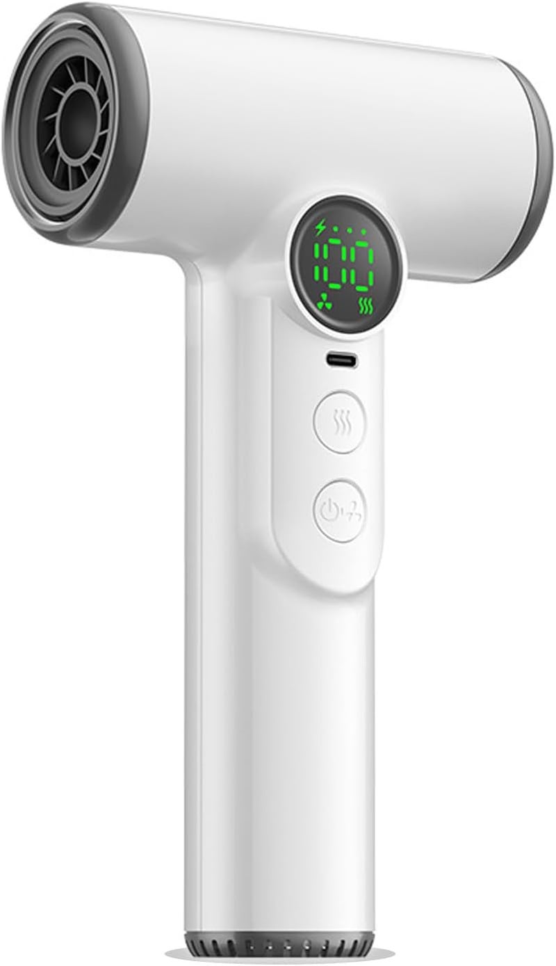 YUEHISY Cordless Hair Dryer, USB Rechargeable Portable Hair Dryer with 3 Adjustable Gears, Digital Display Screen, Haircare Nozzle, for Home School, 200W - Image 1