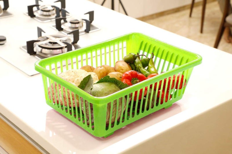 NEWON Multipurpose 3 in 1 Large Sink Set Dish Rack Drainer with Tray for Kitchen, Dish Rack Organizers, Plastic Kitchen Rack (Green) - Image 3