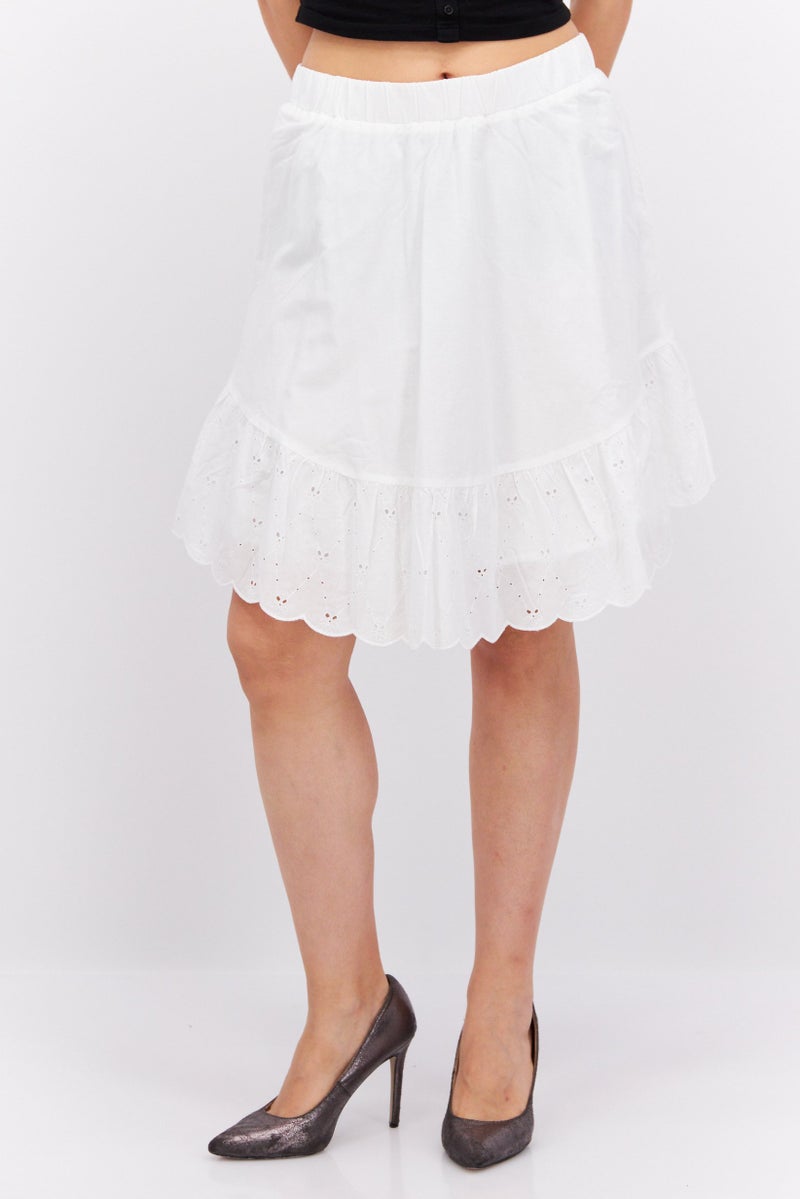 ESPRIT Women Solid Midi Skirt, White - Image 1