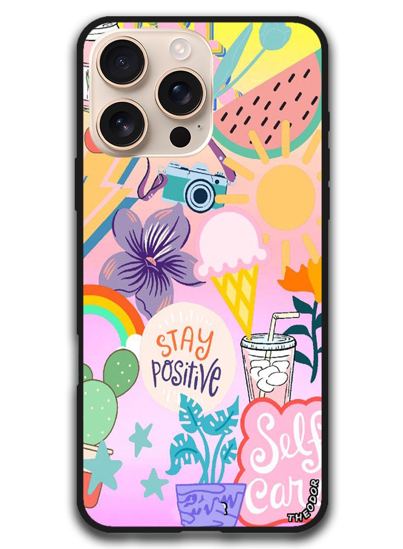 Theodor Protective Case Anti Scratch Shock Proof Bumper Cover For iPhone 16 Pro (6.3)-inch Stay Positive - Image 1