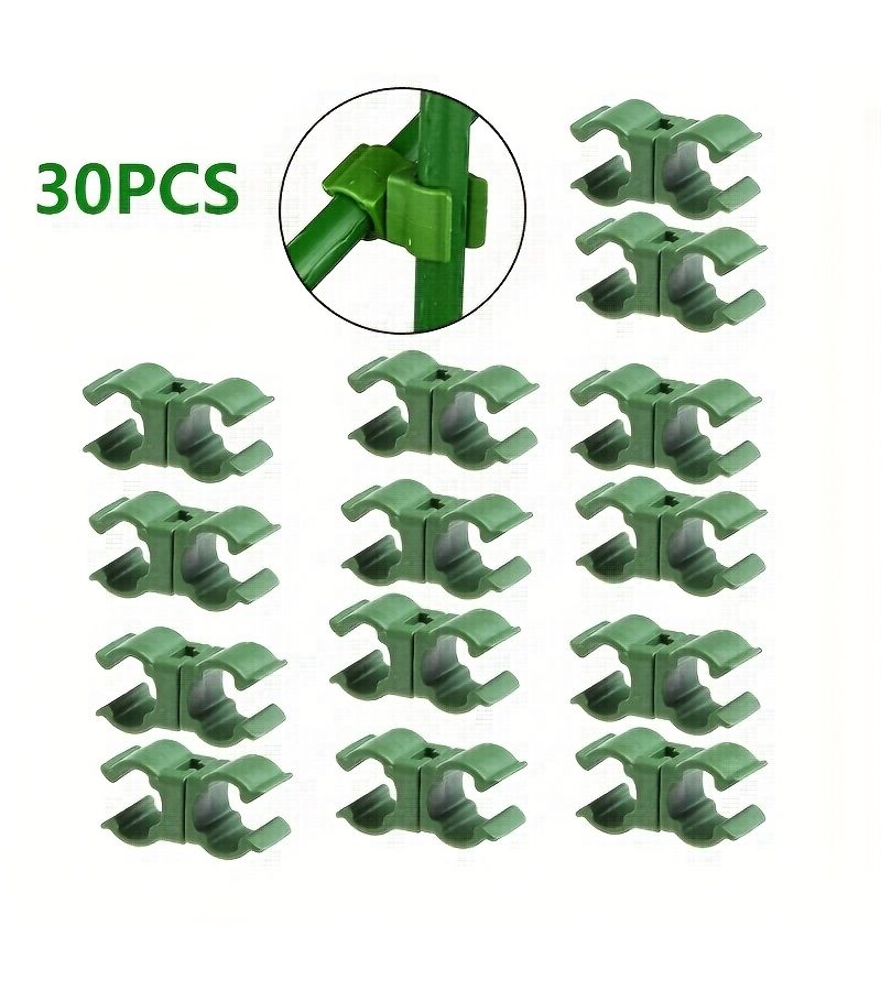 30 360 Degree Adjustable Plant Support Clips 11mm Green for Climbing Vines Garden - Image 1