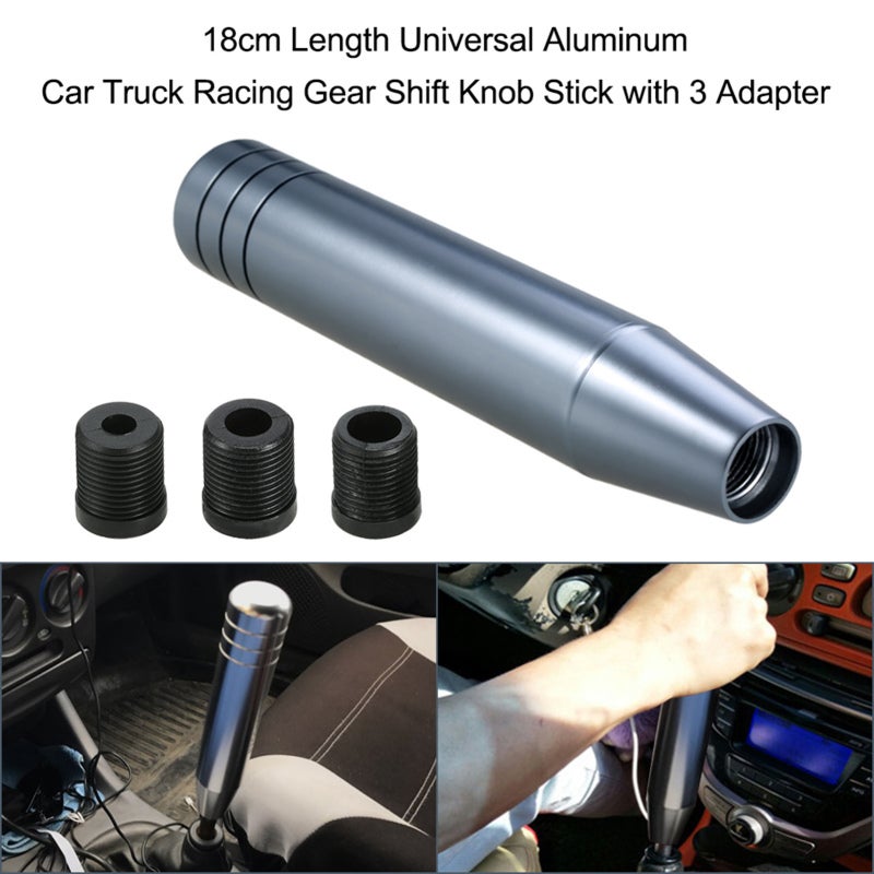 Gear Shift Knob: Gray Aluminum Knob - Universal Fit For Most Cars, Ergonomic Design, 3 Installation Adapters For Manual Transmission Vehicle Upgrade - Image 5