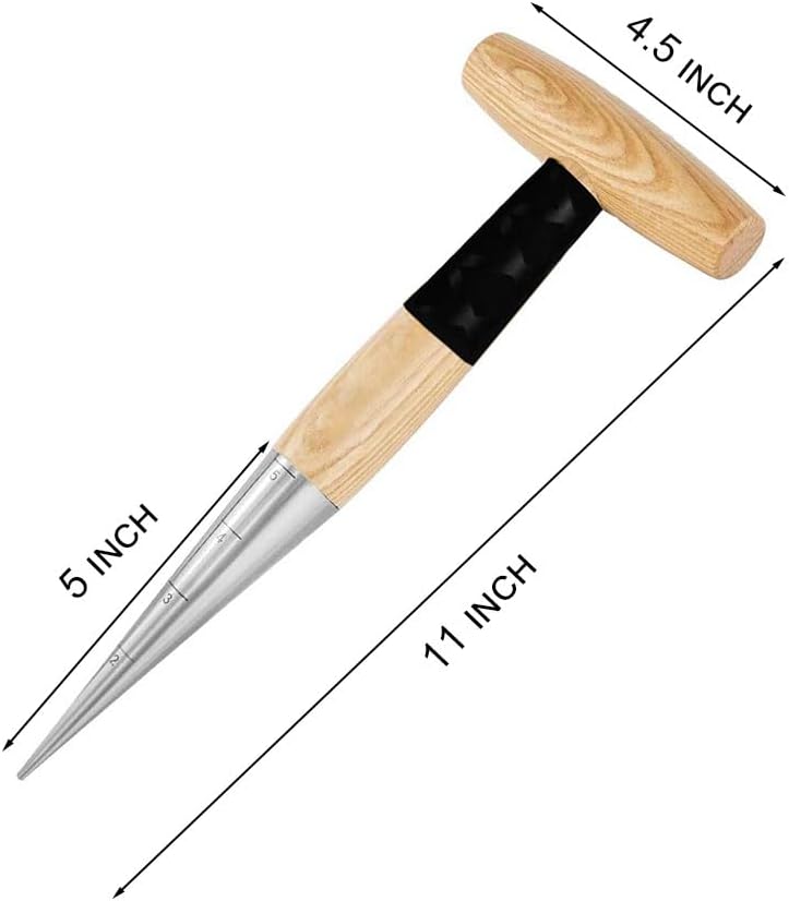 Lanxitown Hand Dibber Bulb Planter Tool Dibber Gardening Hand Tools with 5 Inch Measurements Stainless Steel Sow Dibbler with Non-Slip Handle Seed Planter Tool Seed Dispenser Hole Digger (Yellow) - Image 2