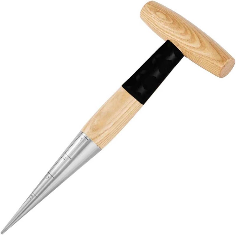 Lanxitown Hand Dibber Bulb Planter Tool Dibber Gardening Hand Tools with 5 Inch Measurements Stainless Steel Sow Dibbler with Non-Slip Handle Seed Planter Tool Seed Dispenser Hole Digger (Yellow) - Image 1