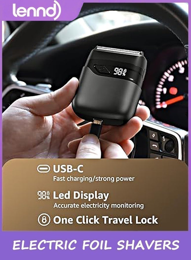 LENND Electric Foil Shavers for Men: Mini Electric Razor for Face - IPX7 Waterproof Cordless Razor with LED Display & Fast Charge - Micro-Comb Technology & Precision Blades - Image 4