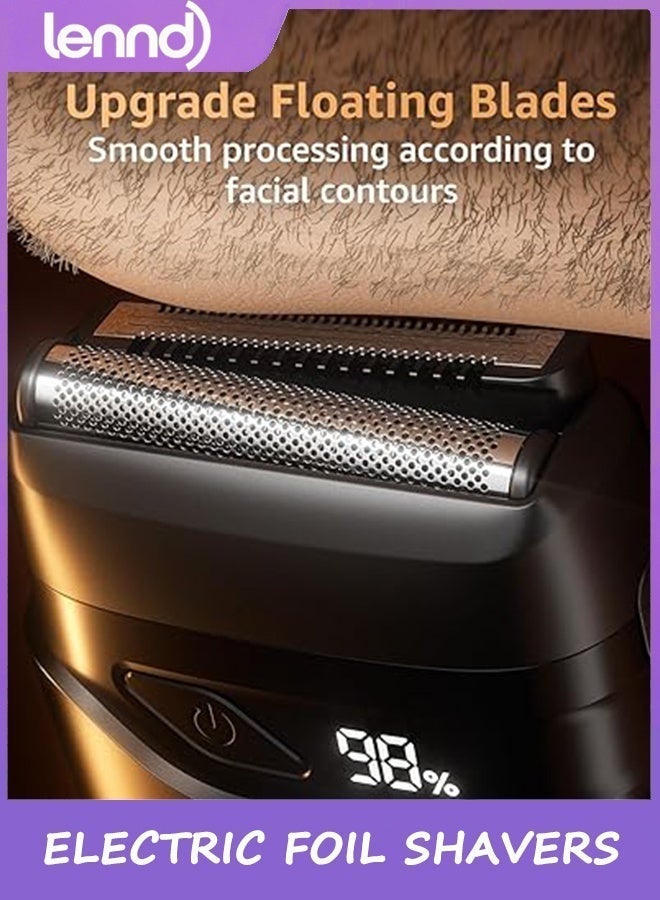 LENND Electric Foil Shavers for Men: Mini Electric Razor for Face - IPX7 Waterproof Cordless Razor with LED Display & Fast Charge - Micro-Comb Technology & Precision Blades - Image 5