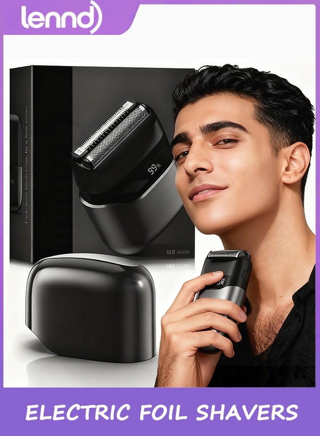 LENND Electric Foil Shavers for Men: Mini Electric Razor for Face - IPX7 Waterproof Cordless Razor with LED Display & Fast Charge - Micro-Comb Technology & Precision Blades - Image 1