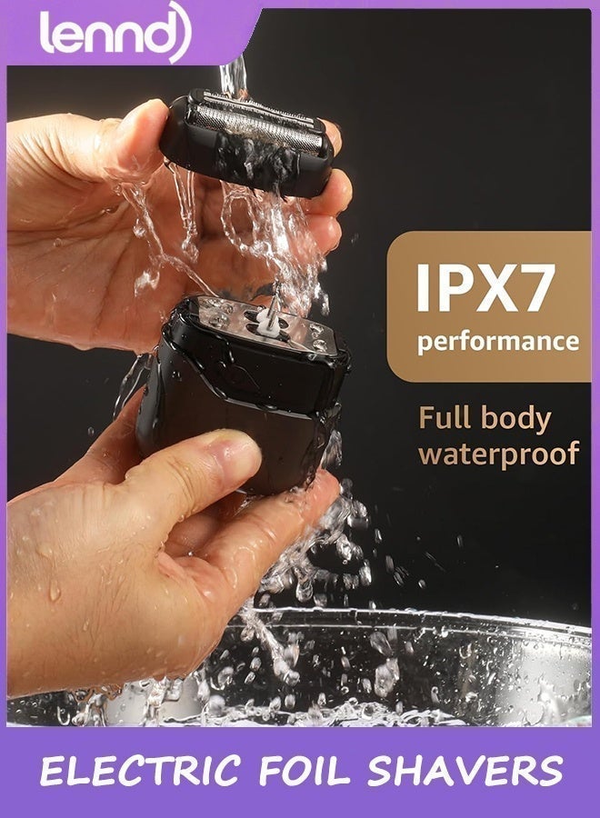 LENND Electric Foil Shavers for Men: Mini Electric Razor for Face - IPX7 Waterproof Cordless Razor with LED Display & Fast Charge - Micro-Comb Technology & Precision Blades - Image 3