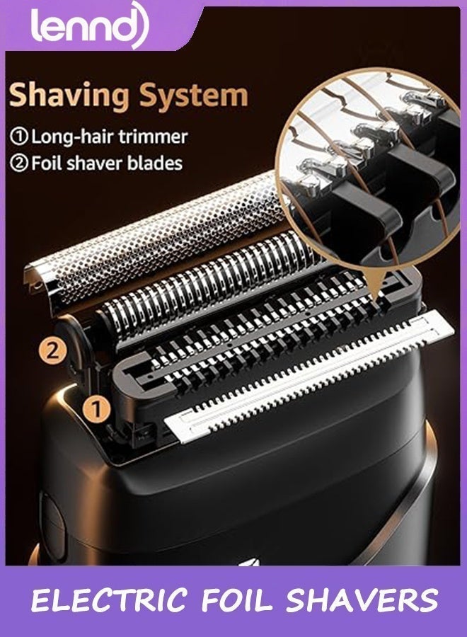 LENND Electric Foil Shavers for Men: Mini Electric Razor for Face - IPX7 Waterproof Cordless Razor with LED Display & Fast Charge - Micro-Comb Technology & Precision Blades - Image 2