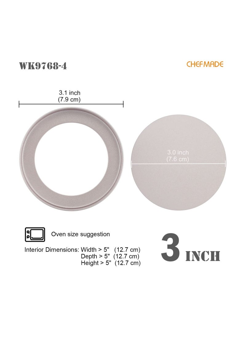 chefmade - Round Tart Pan Non Stick 3 Inch 4Pcs - Image 1