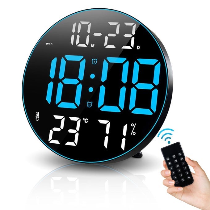 12 INCH DIGITAL WALL CLOCKDIGITAL CLOCK LARGE DISPLAY WITH REMOTE CONTROLMULTICOLOR