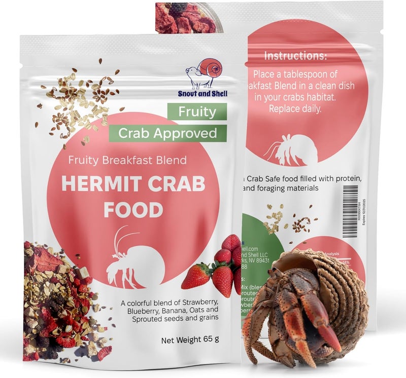 Snout and Shell Natural Hermit Crab Food – High-Protein Hermit Food with Real Fruit and Sprouted Grains – 65 g (2.3 oz) Crab Food for Pet Hermit Crabs by Snout and Shell - Image 1