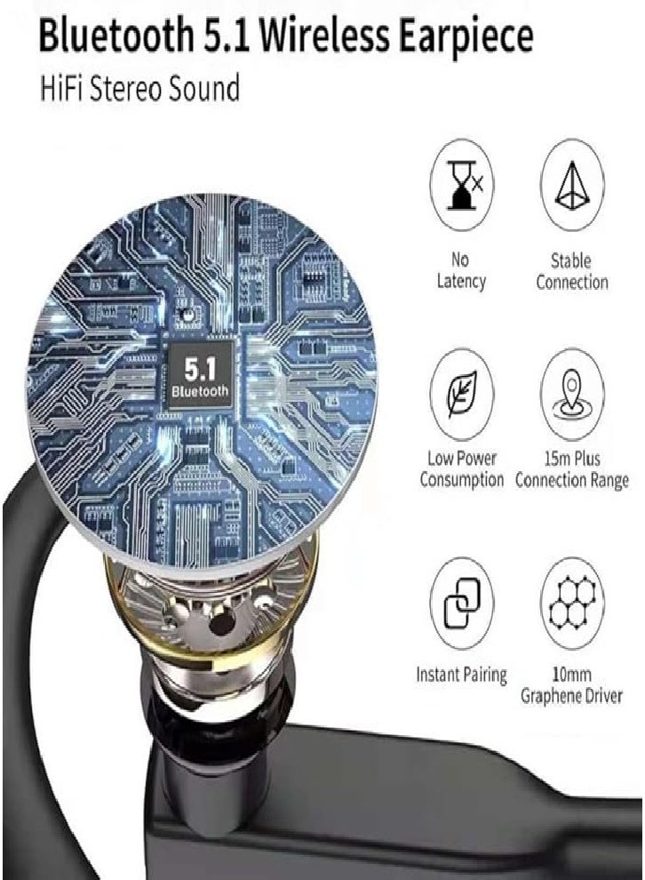 Wireless hands-free headset, built-in microphone LED charging box, touch headset, suitable for driving/business, compatible with iOS and Android single ear Bluetooth headset - Image 4