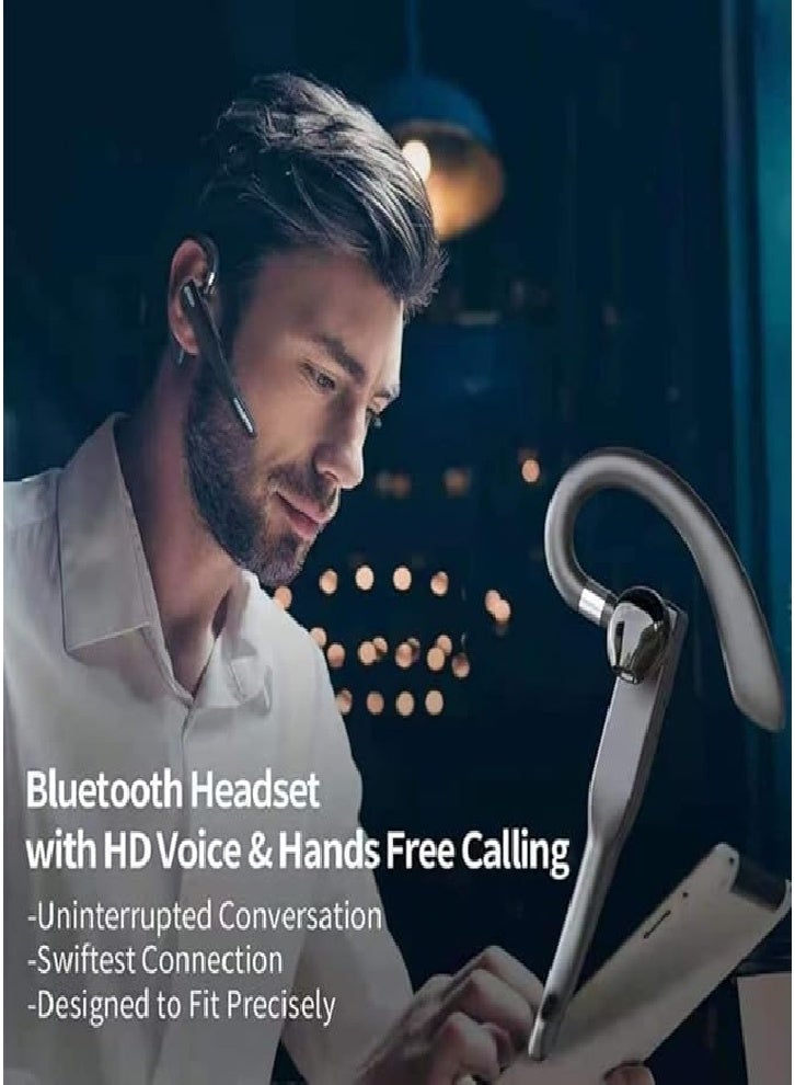 Wireless hands-free headset, built-in microphone LED charging box, touch headset, suitable for driving/business, compatible with iOS and Android single ear Bluetooth headset - Image 2