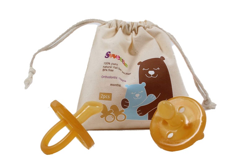 Sweetie Rubber Orthodontic Pacifier 2 Count 12-18 (L) Months Original Natural Rubber Pacifier - Image 1