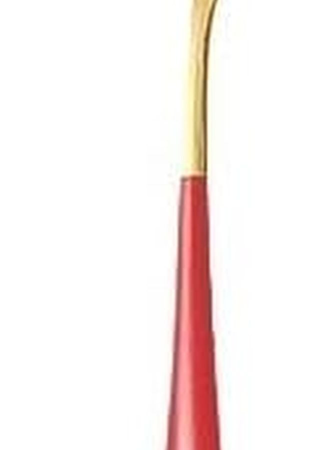 6 Pieces Red Gold Stainless Steel Flatware Set 304 Spoons For Dessert Ice Cream - Image 1