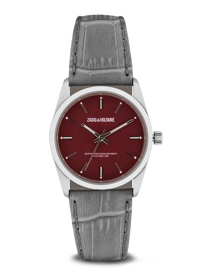ZADIG & VOLTAIRE Woman Zadig & Voltaire Watch with Miyota  Movement 36 mm, Silver-burgundy, ZVF235 - Image 1