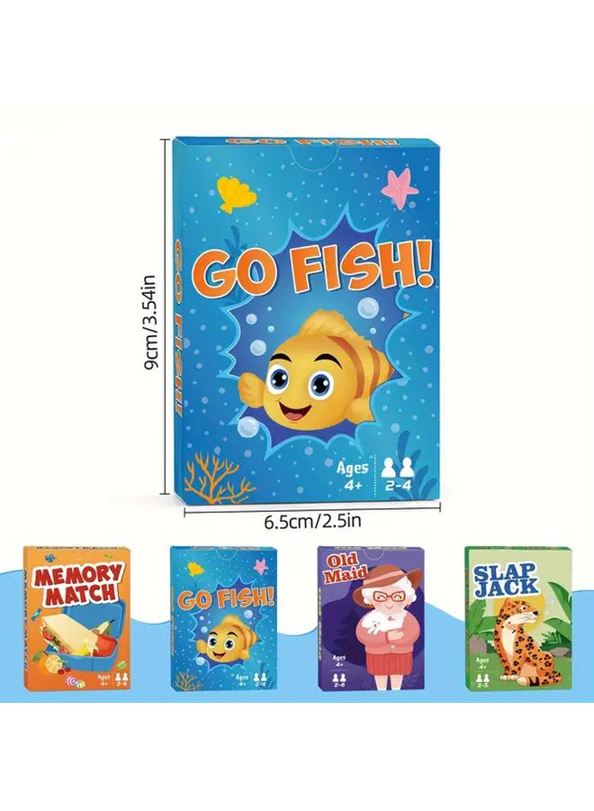 4 Decks Card Games Set Includes Go Fish Old Maid Space Poker Crazy 8s Slap Jack Memory Game - Image 3