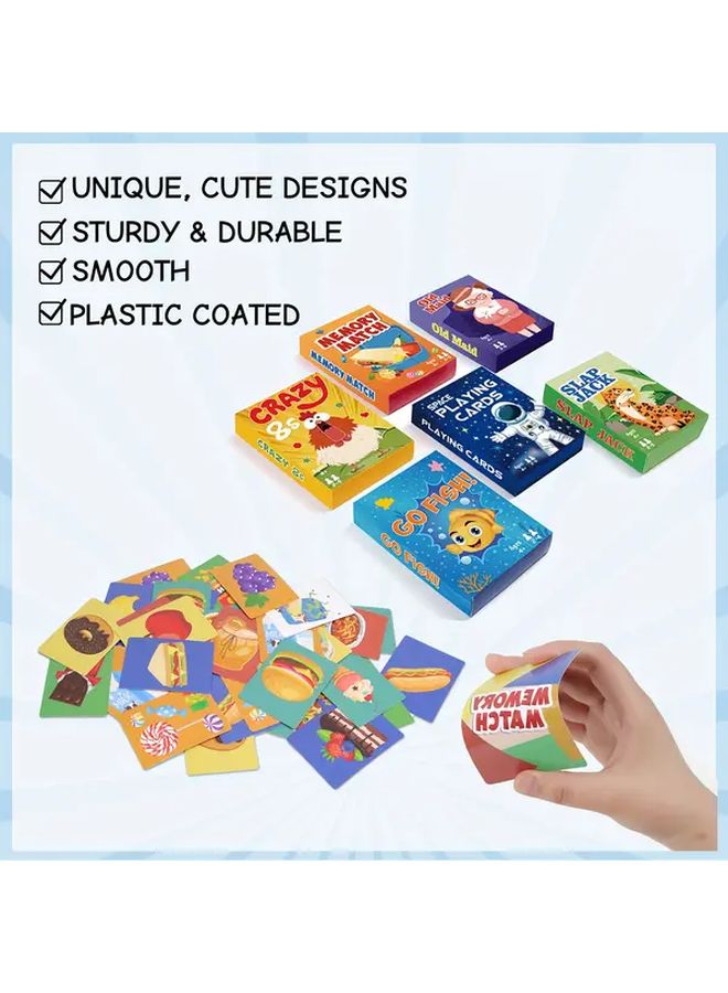 4 Decks Card Games Set Includes Go Fish Old Maid Space Poker Crazy 8s Slap Jack Memory Game - Image 5