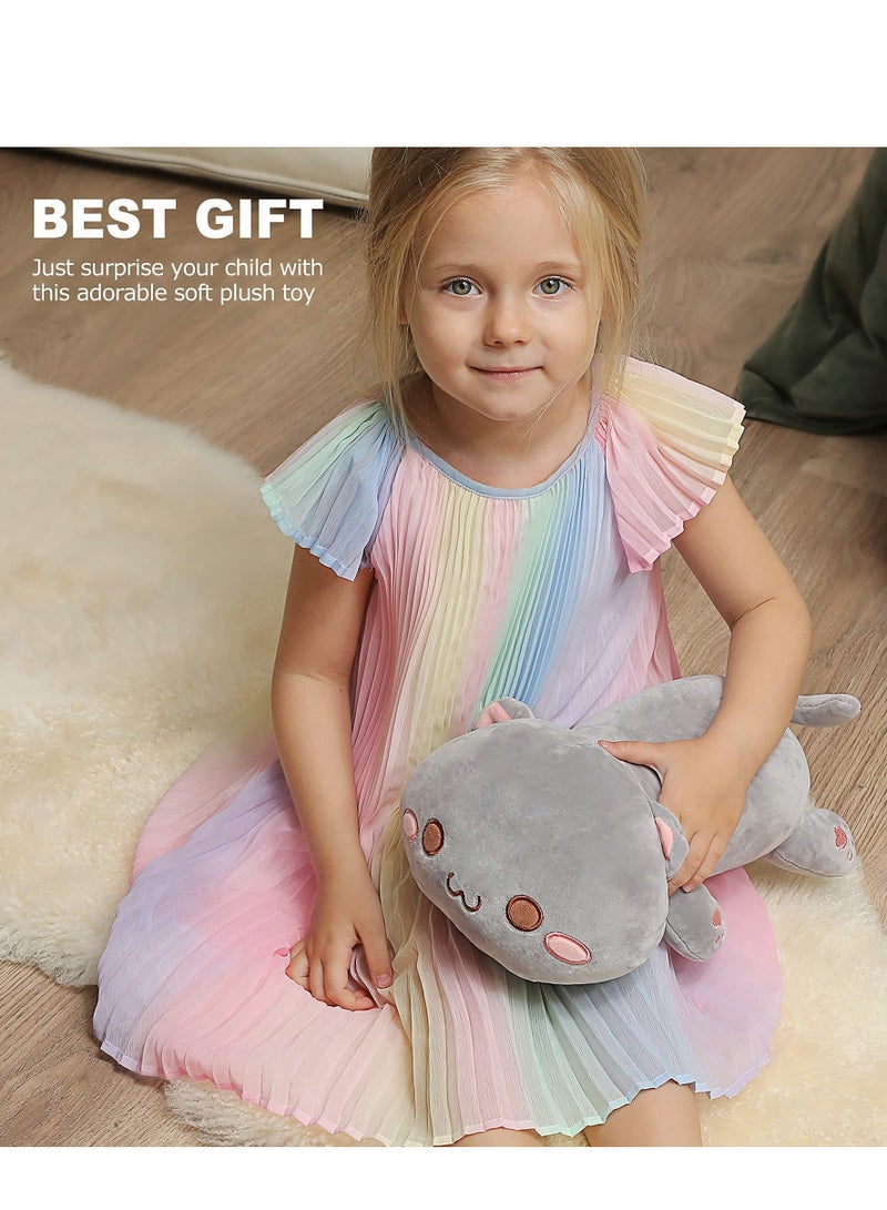 Excefore Stuffed Animal  Kitten Plush Toy Pet Kitty Soft Anime Cat Pillow for Kids (Gray, 12") - Image 2