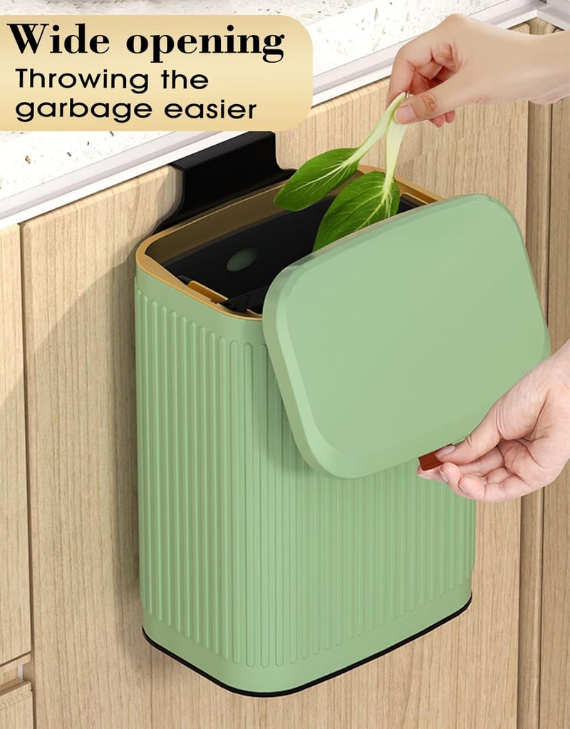 GLODEALS Kitchen Trash Can with Lid, 2 in 1 Small Garbage Can Compost Bin Countertop, Wall-Mounted Under Sink Indoor Trash Bin for Kitchen, Bathroom, Cabinet Trash Can Hanging (Vintage Green/2.1Gal) - Image 5