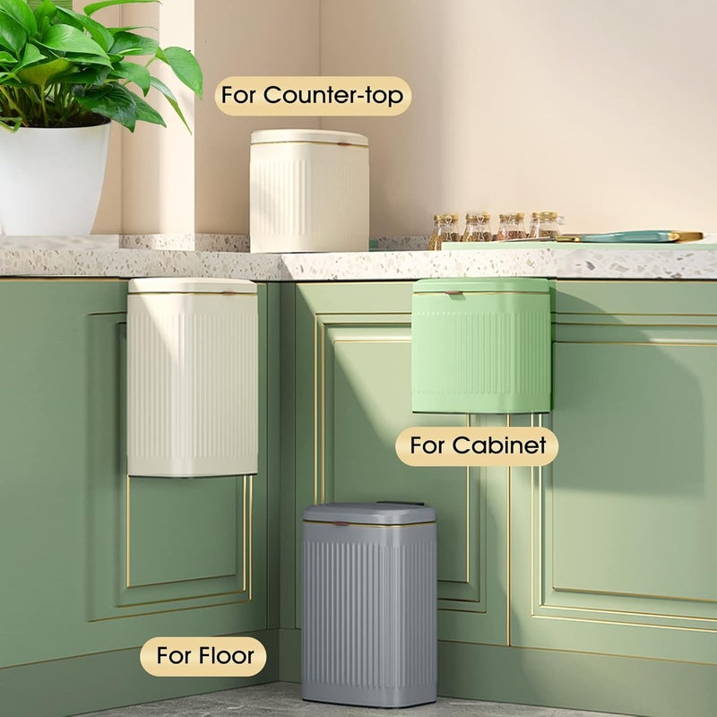 GLODEALS Kitchen Trash Can with Lid, 2 in 1 Small Garbage Can Compost Bin Countertop, Wall-Mounted Under Sink Indoor Trash Bin for Kitchen, Bathroom, Cabinet Trash Can Hanging (Vintage Green/2.1Gal) - Image 3