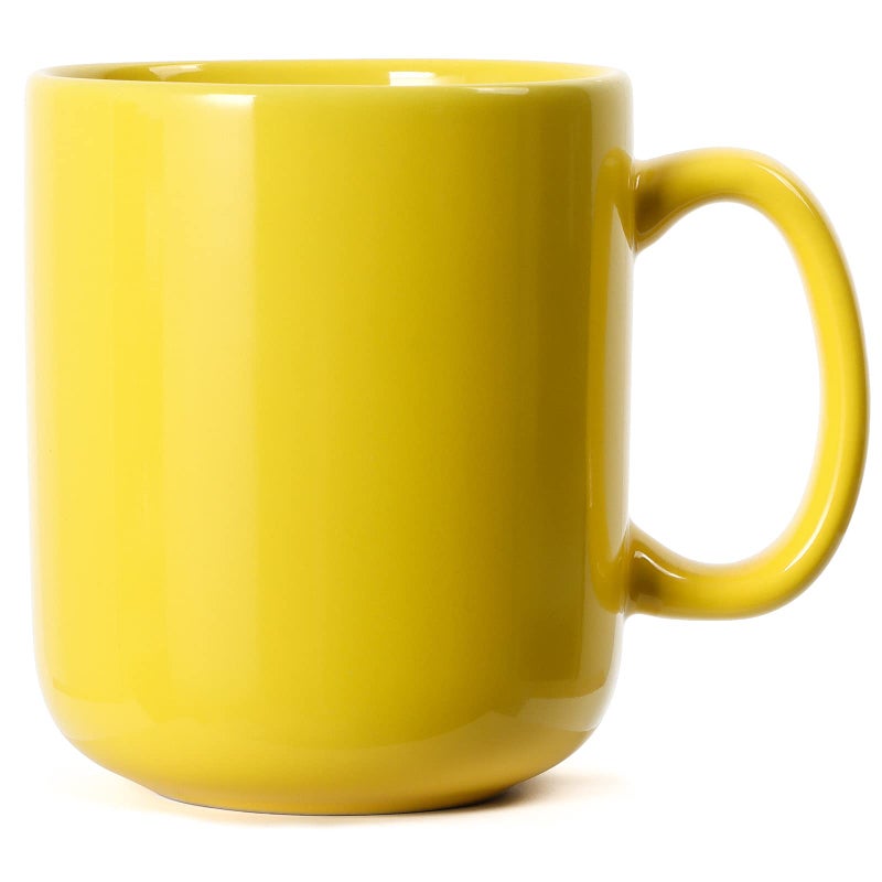 20 OZ Large Coffee Mug Smilatte M016 Plain Ceramic Boss Big Tea Cup with Handle for Dad Men Yellow