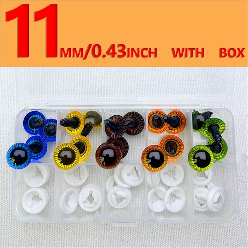 20pcs of Colorful Crochet Safety Eyes and Shiny Eyes Suitable for Making Eyes for Plush and DIY Handicrafts(11mm) - Image 2