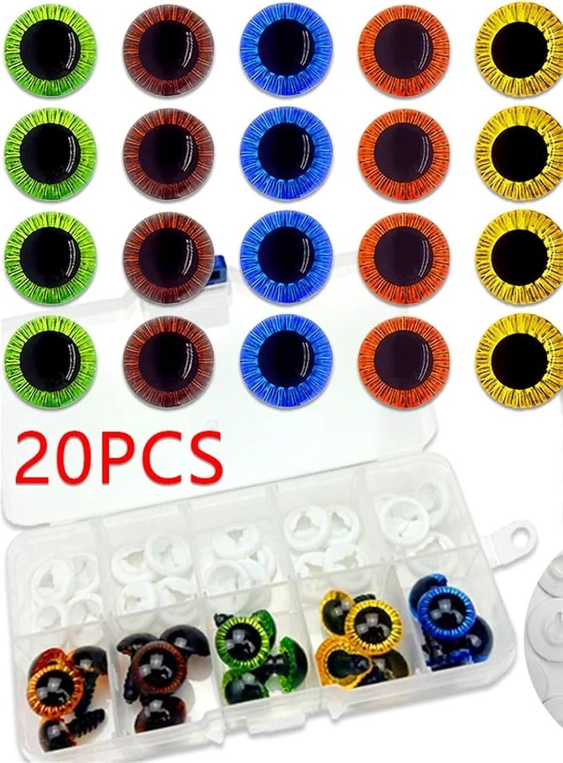 20pcs of Colorful Crochet Safety Eyes and Shiny Eyes Suitable for Making Eyes for Plush and DIY Handicrafts(11mm) - Image 3