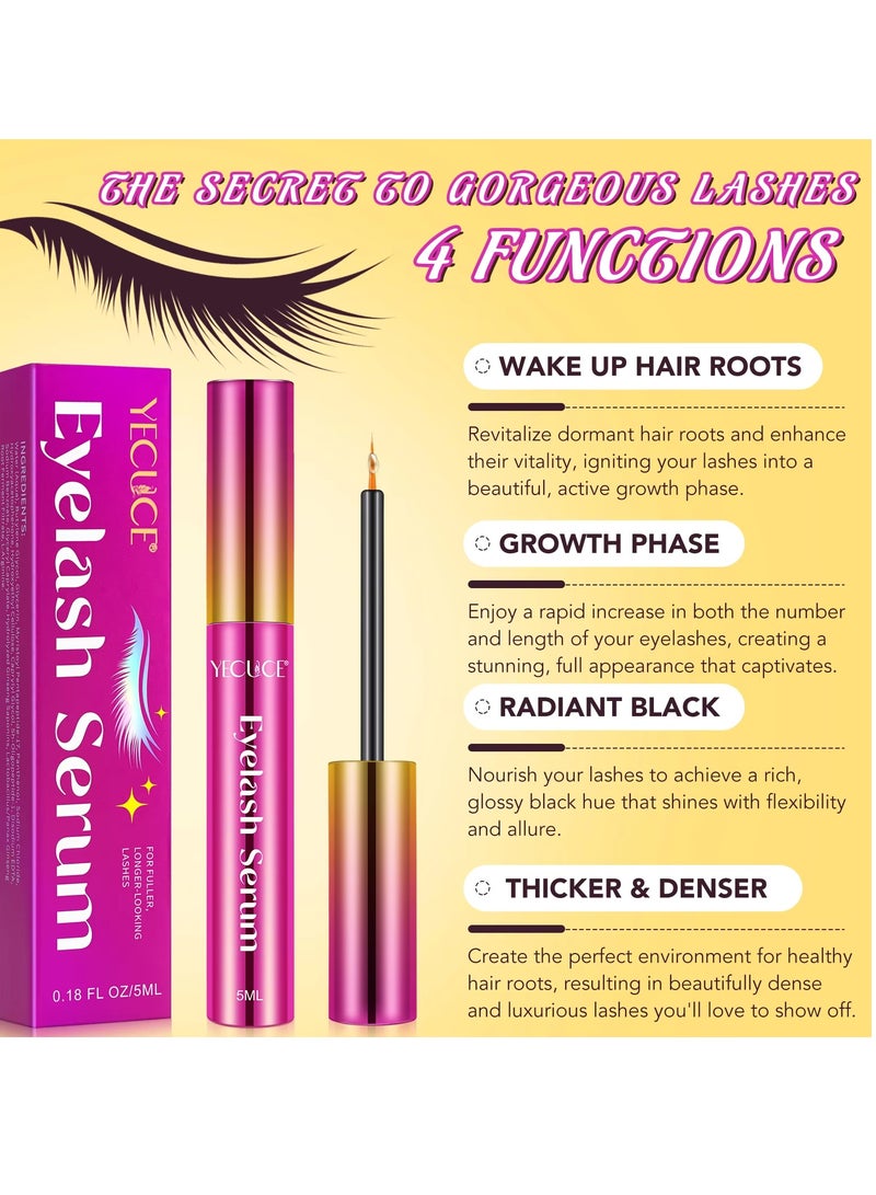 Yecuce Eyelash Serum Rapid Eyelash Growth Serum Lash Serum for Eyelash Growth Lash Growth Serum for Stronger Healthier Fuller Longer Lashes and Brows Lash and Brow Growth Serum 5ml  - Image 3