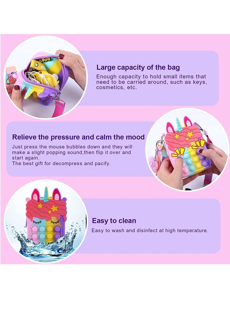 LEDIN Pop Shoulder Bag Fidget Toys Pop it Purse for Girls Decompression Sensory Push Bubble Fidget Toy Stress Relief Birthday Gifts for Girls & Kids - Image 4