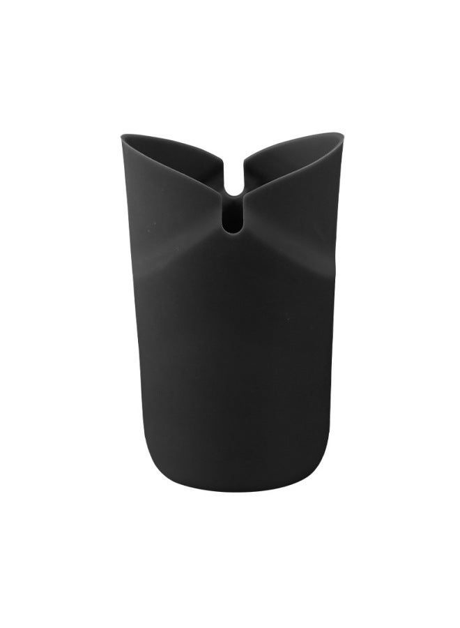 Spot Silicone Folding Popcorn Bowl Household Microwave Popcorn Cup Food Grade Popcorn Bucket-Specifications:110mm-Color:Black - Image 1