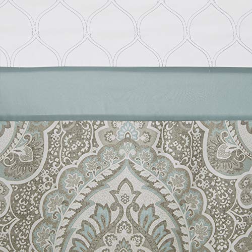 510 DESIGN Shower Curtain, Geometric Textured Embroidery Design with Built-in Liner, Modern Mid-Century Bathroom Decor, Machine Washable, Fabric Privacy Screen 72x72, Shawnee, Seafoam - Image 2