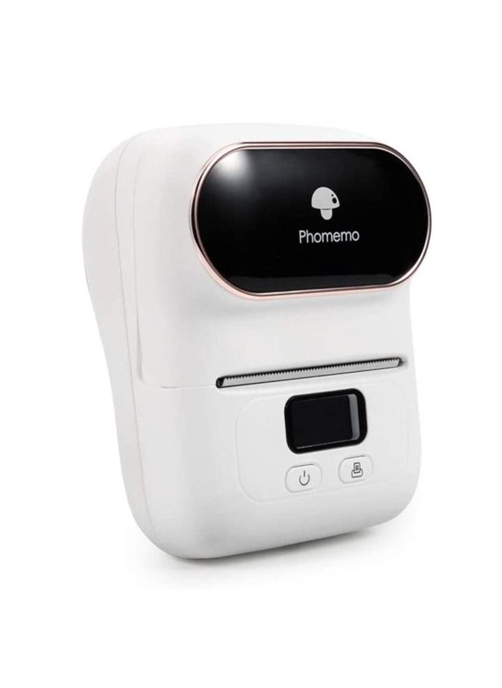 phomemo Phomemo M110 Portable Thermal Label Printer Bluetooth Connection Apply For Labeling Shipping Office Cable Retail Barcode And More with 1 40×30mm Label Roll White  - Image 1