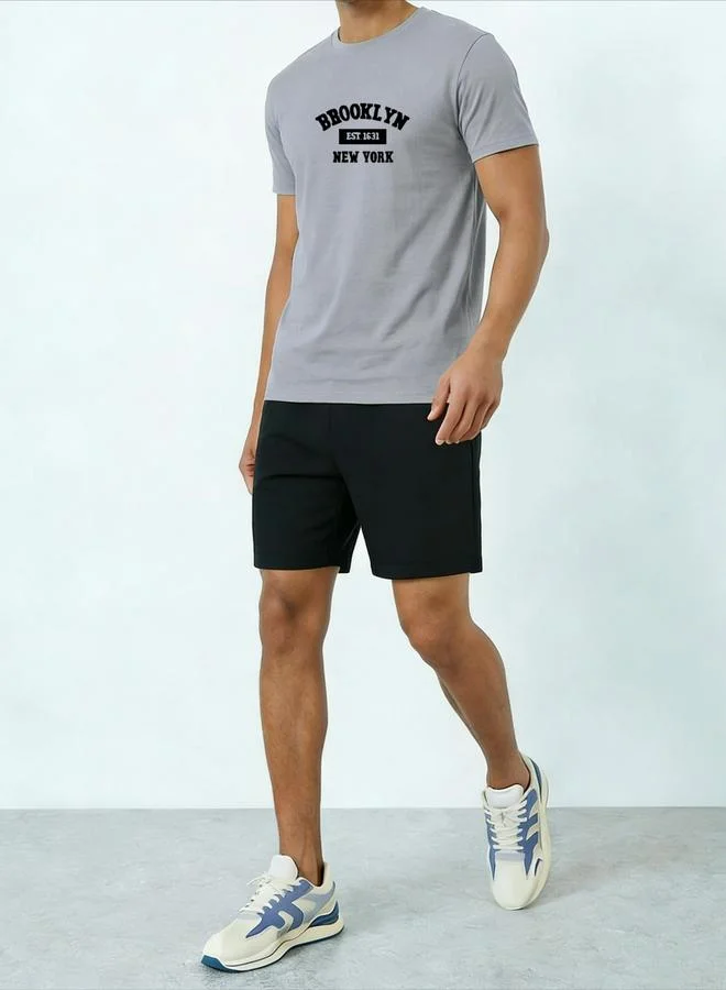 Take Two Men Printed Round Neck T-Shirt and Shorts Co-Ords