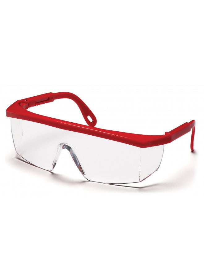 Pyramex Safety Pyramex Integra Safety Eyewear, Clear Lens With Red Frame  - Image 1