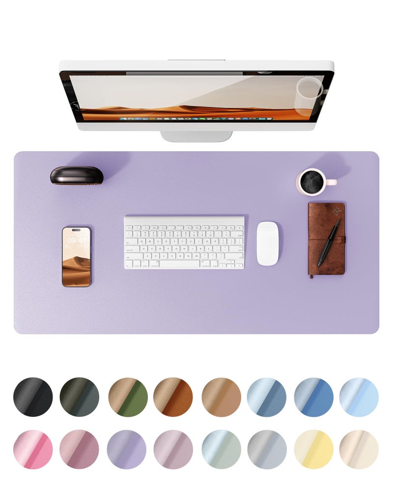YSAGi Leather Desk Protector Office Mat Large Mouse Mat NonSlip PU Leather Blotter Laptop Desk Pad Waterproof Writing Pad for Office and Home Light Purple 315 x 158
