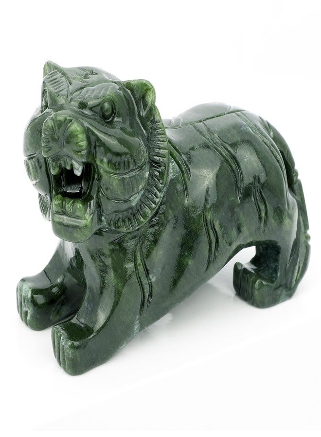 gemshan Handmade Tiger Statue Collectible - Natural Jade Tiger Sculpture for Home Decor Wild Animal Figure Collection Art Carved Figurine Decorative Sculpture Tabletop Home Decor - Image 1