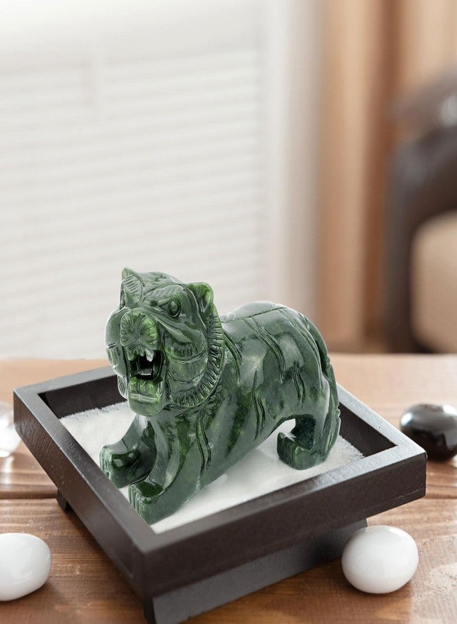 gemshan Handmade Tiger Statue Collectible - Natural Jade Tiger Sculpture for Home Decor Wild Animal Figure Collection Art Carved Figurine Decorative Sculpture Tabletop Home Decor - Image 2