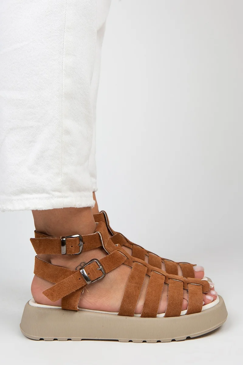 Manijero Manijero Benia Women's Genuine Leather Cage Sandals Light Tan Sandals