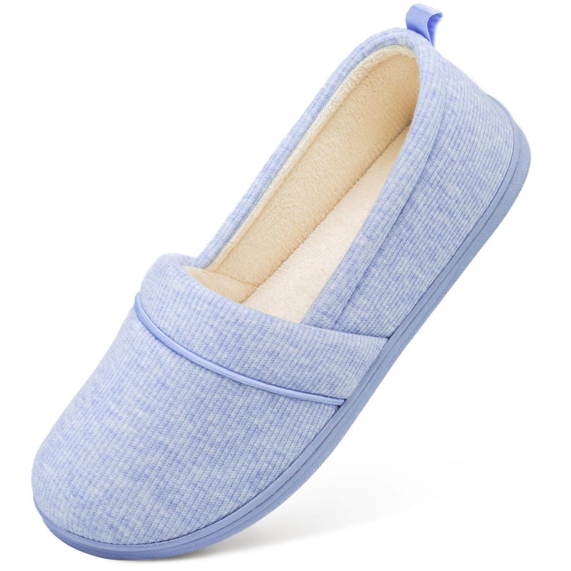 HomeTop Women's Comfy Loafer Slippers Lightweight Memory Foam Non-slip Indoor House Shoes (8 B(M) US, Blue) - Image 1