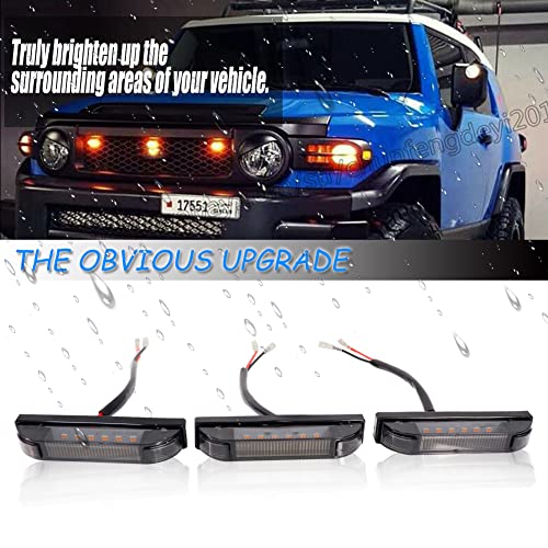 TurningMax Truning Max Smoked Lens Front/Center Grille LED Lights DRL Lamps For Toyota FJ Cruiser 2007-2014 - Image 2