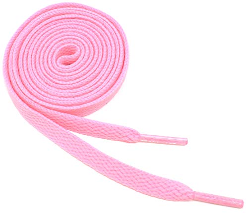 BCB Wear Flat Shoelaces 5/16" Wide Solid Colors Several Lengths For Sneakers and Shoes (Pink-45) - Image 2