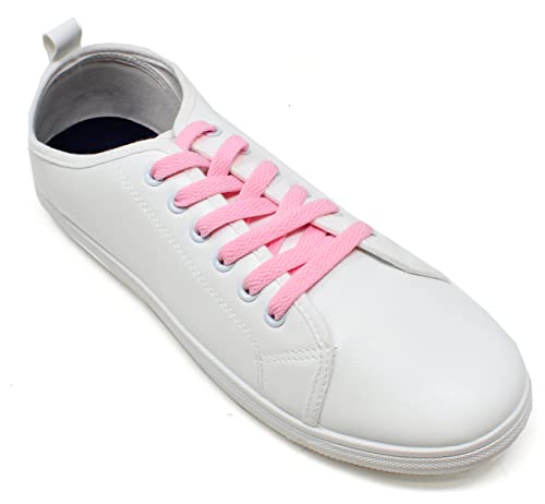 BCB Wear Flat Shoelaces 5/16" Wide Solid Colors Several Lengths For Sneakers and Shoes (Pink-45) - Image 3
