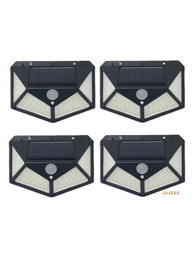 New Solar Powered Garden Lights with 100 LEDs – 3 Modes Outdoor Lighting, IP65 Waterproof, 270° Motion Sensor, Energy Efficient, Perfect for Backyard, Fence, Front Door – 4 Pack