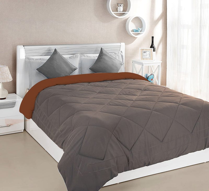 ManavRachit Glace Cotton Reversible AC Comforter King Size Microfiber Filled 200 GSM Pack of 1 Coffee Grey - Image 5
