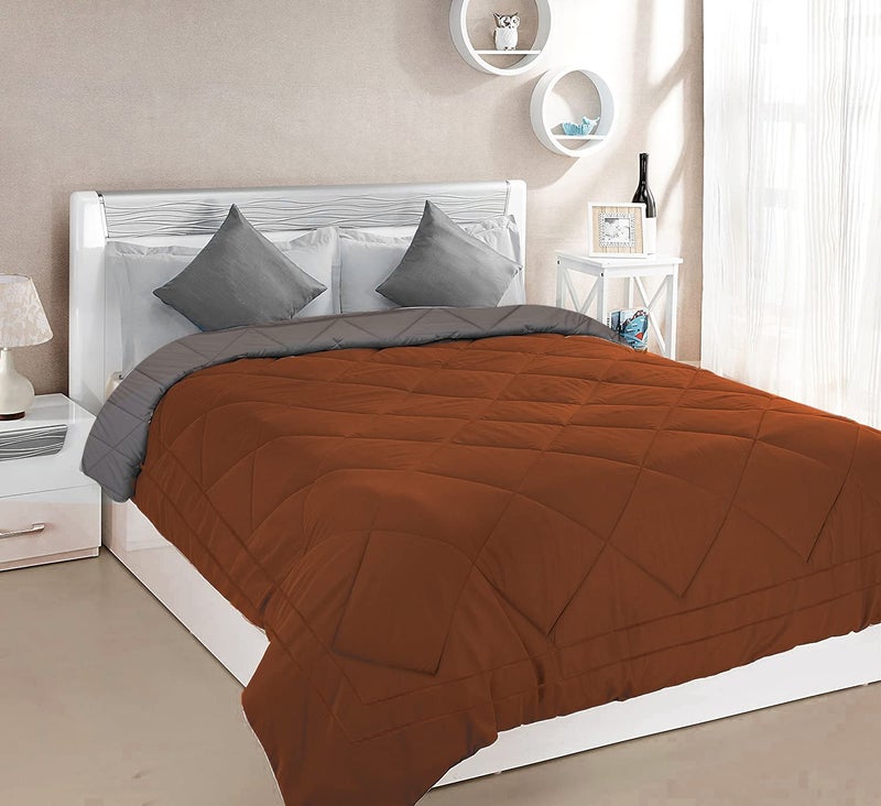 ManavRachit Glace Cotton Reversible AC Comforter King Size Microfiber Filled 200 GSM Pack of 1 Coffee Grey - Image 4