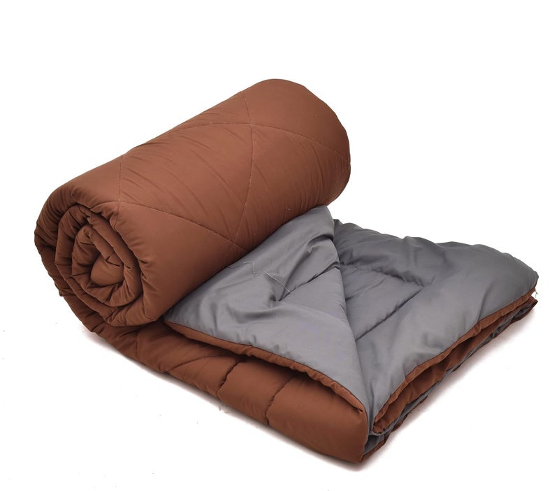 ManavRachit Glace Cotton Reversible AC Comforter King Size Microfiber Filled 200 GSM Pack of 1 Coffee Grey - Image 3